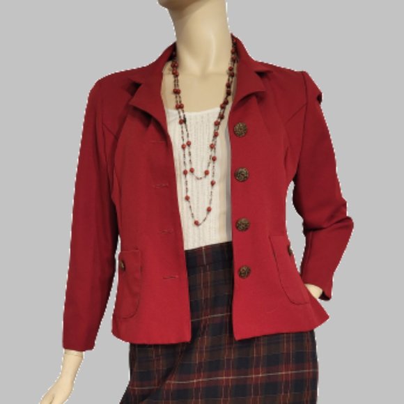 Vintage Red petite blazer, size 8 - Picture 4 of 8